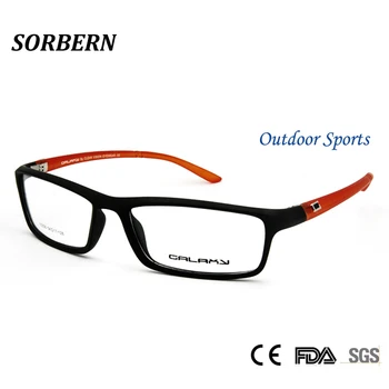 SORBRN TR90 Plastikowe Tytanowe Męskie Optyczne Okulary W Oprawie Kwadrat Optyczna Oprawa Czarne Pomarańczowe Oprawki okularowe Okulary Na Receptę