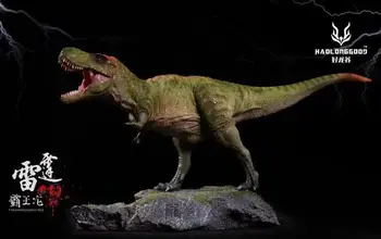 1:35 HAOLONG GOOD Tyranozaur Z Modelem Bazowym Dinozaura Kolekcjonerska Figurka Prehistorycznego Zwierzęcia Ruchoma Szczęka Zielony