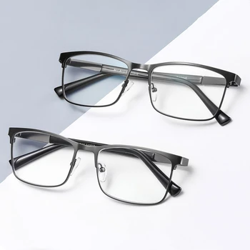 1 szt., nowe biznesowe okulary do czytania, męskie i damskie Klasyczne ultra lekkie, metalowe, prostokątne oprawki, dalekowzroczne optyczne okulary + 1,0 ~ + 4.