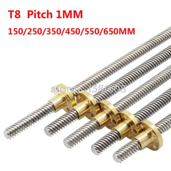 1 T8 Ołowiany śruba o Średnicy 8 mm, Krok 1 mm, Długość: 1 mm, długość 150 mm-650 mm dla drukarki 3D i CNC