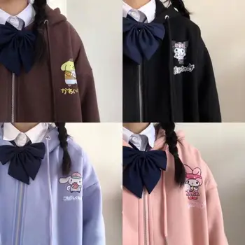 2022 Nowy Kawaii Cinnamoroll Kuromi My Melody Sanrio Jk Płaszcz Na Zamek, Bawełniana Bluza Z Kapturem Anime Zabawki Dla Dziewczynek