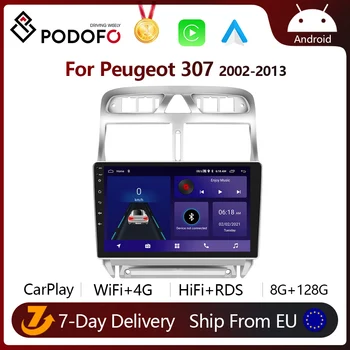 4G Android CarPlay Radio Do Peugeot 307 307CC 307SW 2002-2013 Multimedialny Odtwarzacz Samochodowy GPS Nawigacja DSP Stereo głowicy