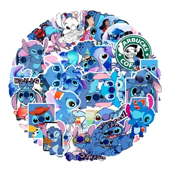 50 Szt./kpl. Naklejka z Wzorem Disney, Cartoon Figurka Anime, Lilo i Stich, Wielofunkcyjny Różdżka, Graffiti, Wodoodporna Naklejka