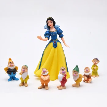 8 szt./kpl. Księżniczka Disneya królewna Śnieżka i Siedmiu Krasnoludków Bajka Figurki, Lalki, Figurki Model Zabawki Dekoracji Tortu Prezenty