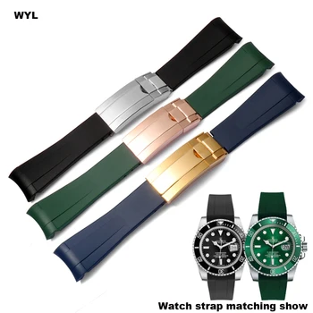 Akcesoria Do zegarków Rolex Gumowy pasek do zegarków męski Ditongna Zielony Wodny Duch Nurek zielony pasek silikonowy do zegarka 20/21 mm