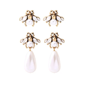 Akrylowe Perły Kryształ Owad Modne Kolczyki 2018 Dla Kobiet Sprzedaż Efektowne Wiszące Kolczyki Ślubne Biżuteria