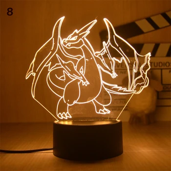 Anime Pokemon 3d Nocne Światła Бульбазавр Charizard Сквиртл Мьюту LED lampa stołowa Figurka Wystrój Domu Figurka Lalka Zabawka Prezent