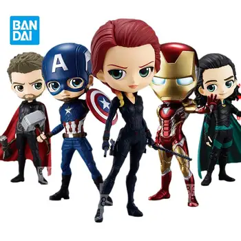 Bandai Banpresto Qposket Marvel Avengers Kapitan Ameryka, Iron Man, Thor Loki Czarne Okno Zimowy Żołnierz Figurka, Zabawki Dla Dzieci