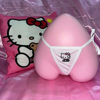 Bielizna z Nadrukiem Kawaii Hello Kitty, jeden kolor Bawełny Seksowna Bielizna w Kształcie litery 