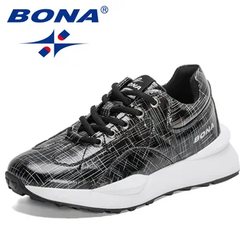 BONA/2022, Nowe markowe modne buty do biegania dla Kobiet, Wygodne Obuwie, Damskie Modne buty na płaskiej platformie, buty вулканизированная
