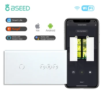 BSEED Bezprzewodowy Zasłony, Wi-Fi, Przełącznik 1/2 Gang 1/2/3Way Smart Sensor Przełącznik Światła Kryształ Dotykowy Przełącznik Smart Life Tuya Aplikacja Zarządzanie