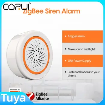 CORUI Tuya ZigBee 3,0 2 W 1 Czujnik dźwięku Oświetlenia 90 db Syrena Alarm Inteligentny Dom Sterowanie Zdalne Przez aplikację Smart Life Zigbee Gateway