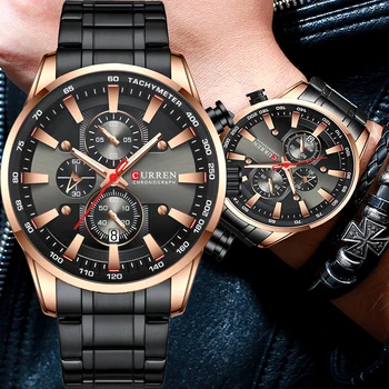 CURREN Zegarek Męski zegarek Kwarcowy Męski Zegarek Ze Stali Paskiem Biznesowe Czarne Modne Zegarki Dla Wodoodpornych Mężczyzn Kreatywnych Zegar 2020 orologio uomo