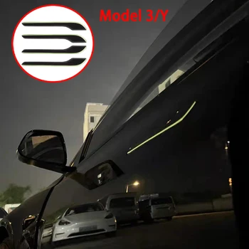 Dla Samochodów Tesla Model 3/Y Klamka Naklejka Nocne Bezpieczeństwo Jazdy Ochrona Przed zadrapaniami Modyfikacja Akcesoria Dekoracyjne Para Auto