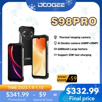 DOOGEE S98 Pro Wytrzymały Telefon Kamera Termowizyjna Telefon 20MP Noktowizor Telefon komórkowy Helio G96 8 + 256 GB 6,3 