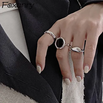 Foxanry Wybity Palec Pierścień Moda Kreatywne Nieregularne Geometryczne Ręcznie robione Na Urodziny Biżuteria Prezent dla Kobiet
