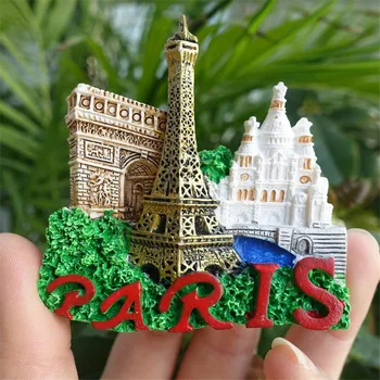 Francja Paryż Wieża Eiffla, łuk Triumfalny Ręcznie 3D Żywicy Magnesy Na Lodówkę Wystrój Domu sklep z Pamiątkami