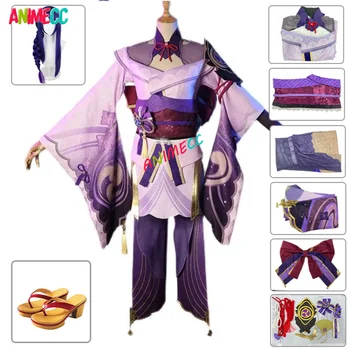 Gra Genshin Impact Raiden Shogun Cosplay Kostium Baal Wig Buty Cosplay Kostium Seksowna Bielizna Sukienka-Kimono Mundury Wieczorowe Rpg