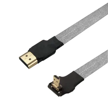 HDMI-kabel Micro HDTV Down Angle Male to Mini HDMI FPC Płaski kabel z zabezpieczeniem przed zakłóceniami Мультикоптерная widok z lotu ptaka