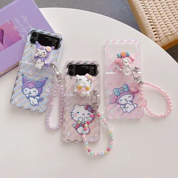 Hello Kitty, My Melody kuromi z podstawą bransoletka Etui Do Telefonu Samsung Galaxy Z Flip 4 Dysk twardy Futerał Na PC ZFlip4 Flip4 Etui