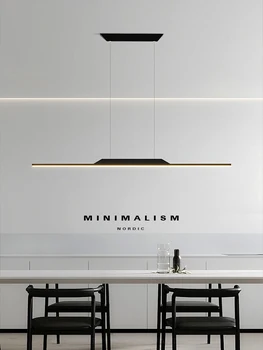 Jadalnia żyrandol proste nowoczesne, minimalistyczne linie Skandynawski stół oprawa kreatywny kontuarem długie paski markowe lampy