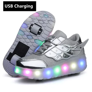 Jedno/Dwa koła USB Ładowanie Trampki Z Podświetleniem Led Buty dla dzieci dla dzieci dla Dzieci Led Buty Dla Chłopców i Dziewcząt Z Podświetleniem Unisex