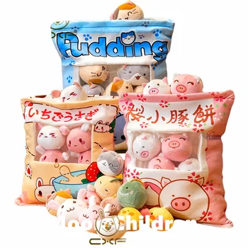 Kawaii Jeden Worek 8 szt. Mała Kulka Budyń Zabawki Realistyczne Jedzenie Budyń Przekąski Poduszka Sakura Królik Jednorożec Świnia Pluszowe Zabawki na Prezent Dla Dziecka