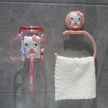 Kawaii Sanrio Wieszak Na Ręcznik Hello Kittys Akcesoria Cute Anime Bez Otworów Wieszak Na Ręczniki, Haczyki Półka Podwieszana Wieszak Na Ręczniki, Zabawki, Prezent Dla Dziewczyny