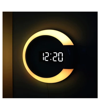 LED Cyfrowy Ścienny Mechanizm Zegara 7 Kolorów Świecące Puste Zegar Budzik Temperatura Nocna Zegar Domowe Dekoracje Ścienne