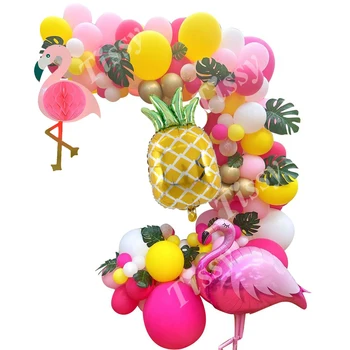 Letnie Owoce Balony, Flamingi, Hawajskie Liście, Balon Z Поваренным Ogonem Dla Dzieci, Dekoracje Na Urodziny, Tropikalne Hawajskie Wieczorne Toaletowe