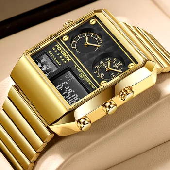 LIGE 2022 Nowe Kreatywne Kwadratowe Zegarki Męskie Najlepsze Marki Luksusowych Cyfrowy Zegarek Mody Zegarek Z Podwójnym Wyświetlaczem Dla Mężczyzn Relogio Masculino