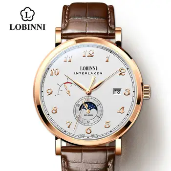 LOBINNI Top Seagull Men ' s Watch Stainless Steel Switzerland Luxury Brand Male Nadgarstkiem Business Watch zegarki męskie mechanicznie