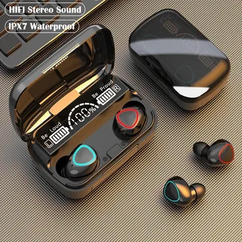 M10 TWS Bezprzewodowe Słuchawki Bluetooth, Słuchawki o Dużej Pojemności Ładowarka Pudełko Stereo Wodoodporny zestaw Słuchawkowy z Mikrofonem