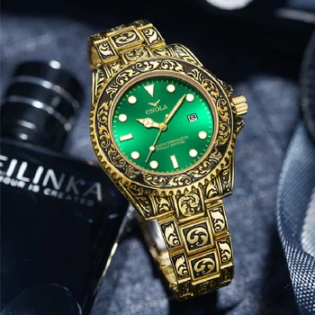 Marka ONOLA rocznika zegarka mężczyzna wodoodporny Oryginalne zegarki z stalowym paskiem modne dorywczo luksusowe złote zegarki męskie relogio masculino