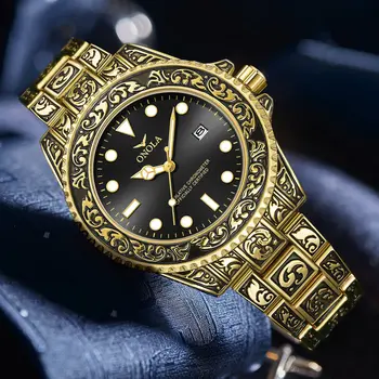 Marka ONOLA rocznika zegarka mężczyzna wodoodporny Oryginalne zegarki z stalowym paskiem modne dorywczo luksusowe złote zegarki męskie relogio masculino