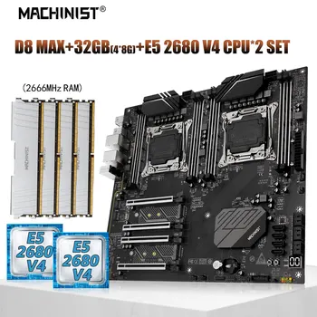 MASZYNISTA Dwuprocesorowa płyta główna kombinowany zestaw LGA 2011-3 Xeon E5-2680 V4 PROCESOR * 2 DDR4 32 GB pamięci RAM 2666 Mhz Pamięć NEME M. 2 E5-D8 MAX