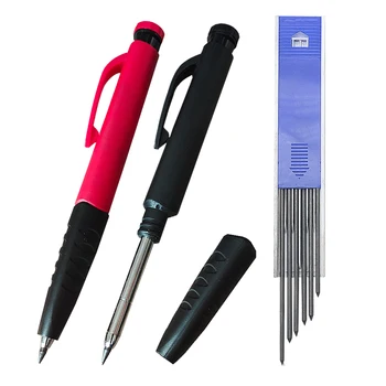 Mechaniczny Ołówek z Głębokim Otworem 2,8 mm do obróbki Drewna Ołówki Wbudowana Temperówka Wielofunkcyjny Zestaw Ołówków Stolarskich z 6 Postojami