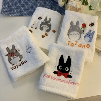 Mój Sąsiad Totoro 35 cm Miękki Ręcznik Kwadratowy Miękkie Bawełniane Ręczniki Do Rąk Tekstylia Domowe Kolor Biały Chusteczkę Śliniaki dla Dzieci Kreskówki Stylu