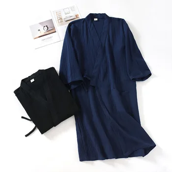 Mężczyźni Styl Japoński Kimono Yukata Płaszcze Kąpielowe Koszula Nocna Bawełniane Szlafroki Temat Piżamy Sweter Piżamy Szlafroki Strona Odzież Bielizna Nocna