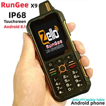 Najnowsze Dopływ RunGee X9 Telefon 4G Lte Zello NIM Przenośny Radio, Ekran Dotykowy Android 8,1 Wodoodporny IP68 GPS