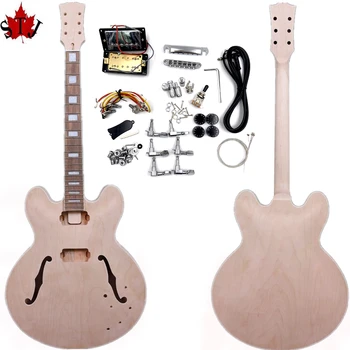 Niedokończona gitara elektryczna 1 zestaw Gitarowy Zestaw ES 335 klonowy gryf Gitary i Korpus Gitary, DIY Puste gitara elektryczna