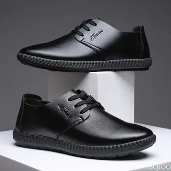Nowe buty męskie, Skórzane buty z imitacji skóry, Męskie Wygodne Codzienne cienkie buty w stylu brytyjskim z niskim piszczelą, obuwie, Oficjalne buty