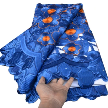 Nowy projekt niebieska wysokiej jakości afrykańska koronki tkaniny 2022 szwajcarski haft koronkowy welon tkanina z kamieniami dla dużych losowych 92504