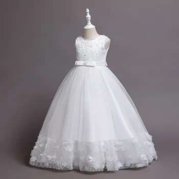 Od 4 do 14 lat Dzieci Księżniczka Urodziny Bal maturalny Białej Sukni Sukienkę Druhny Suknia Vestidos Odzież Dla dziewczynek