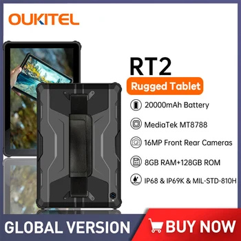 Oukitel RT2 Wytrzymały Tablet Duży Akumulator 20000 mah Telefony komórkowe 8 GB + 128 GB Android 12 Tabletek 16 Mp Aparat 33 W podstawka do Ładowania Sieć 4G