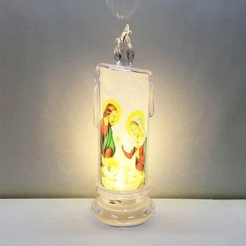 P82C Panna Jezus Chrystus Świeca Żarówka Romantyczny Tealight Elektroniczny Беспламенный LED Modlitwy Lampy Do Modlitwy Świec Religijny