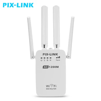 PIXLINK AC1200 WIFI Repeater Router, Punkt Dostępu Bezprzewodowego 1200 Mbit/s Range Extender WiFi Wzmacniacz sygnału Zewnętrzne 4 Anteny AC05