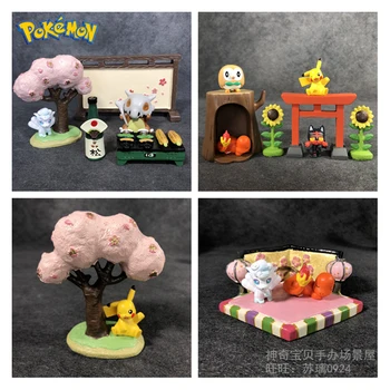 Pokemon w stylu japońskim Miniaturę Dekoracja Sceny Pokemon N Lalka Model Ręcznie Peryferyjne Prezenty Na Urodziny Figurka, Zabawki