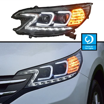Przedni Reflektor Samochodu Honda CR-V 2012 2013 2014Fiesta CRV Led Czołowa lampa Do Stylizacji Dynamiczny Wskaźnik Obrotu Obiektyw Akcesoria Samochodowe