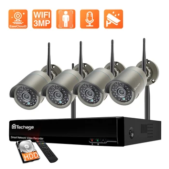 Przez techage H. 265 HD 3MP 8CH Bezprzewodowy NVR Zestaw Bezpieczeństwa w domu WiFi Kamera IP Zestaw Wideo P2P System Monitoringu Audio Nagrywanie